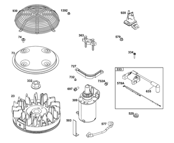Flywheel, Ignition, And Starter Group Diagram and Parts List for 305777-3136-G1  Briggs and Stratton Engine
